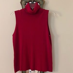 Chicos size 2 (L) red ribbed sleeveless turtleneck
